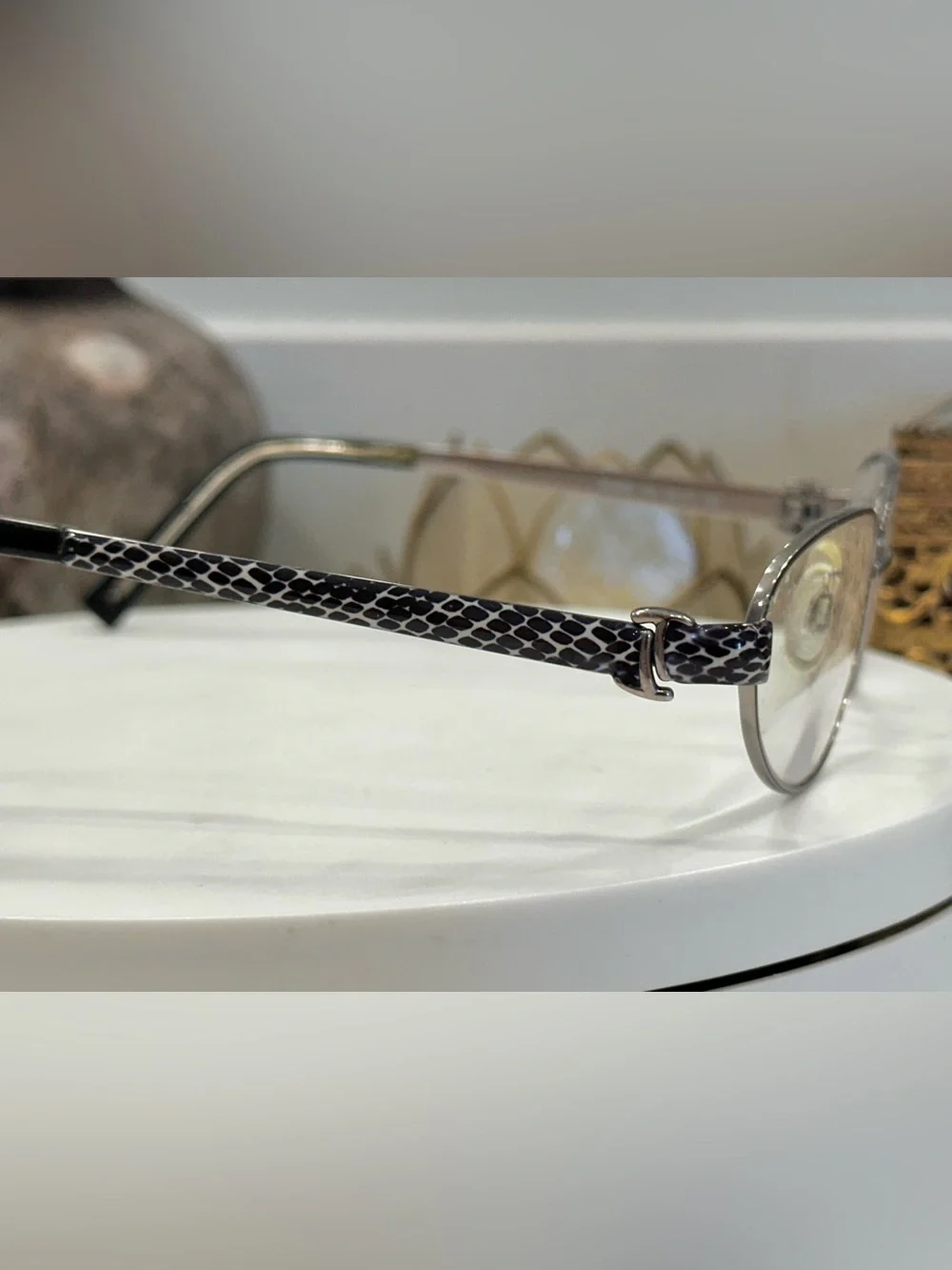 Tod’s B/W Snakeskin-Print Rx Eyeglass Frames - TO 5035 - VGUC